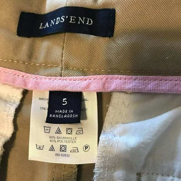 Lands' End Junior Women's Cropped Pants Cotton Khaki Tan Belt Loops Sz 5 Uniform - Picture 13 of 16